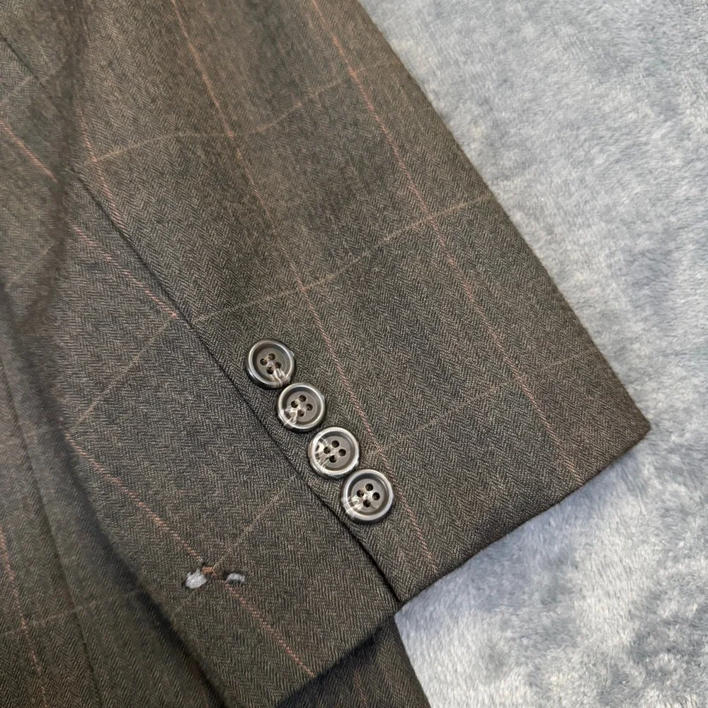 Chaps Ralph Lauren Blazer Mens 42 Regular Brown Wool Herringbone Windowpane